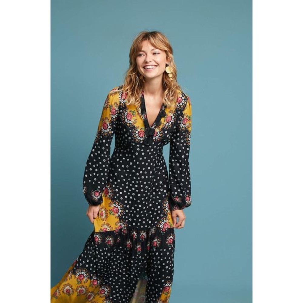 FARM Rio Floral Black Block Floral Dress